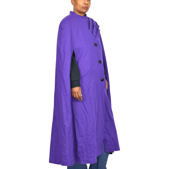 Vintage Alex Hayes Wool Cape Purple Wool Scarf Cloak Long Shoulder Pads Large - Picture 3 of 16